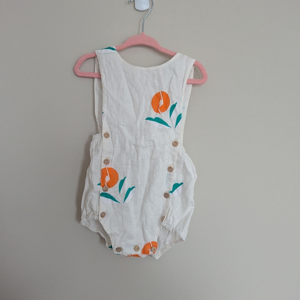 YELLOW PELOTA Baby Girl Linen Plant Romper 18m - Picture 6 of 8